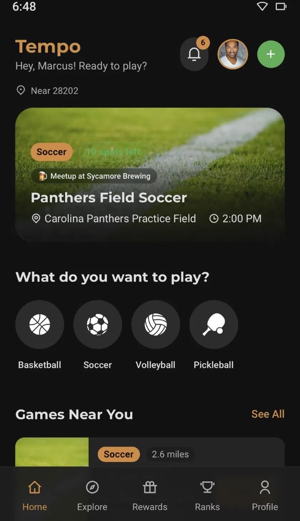 Tempo home screen