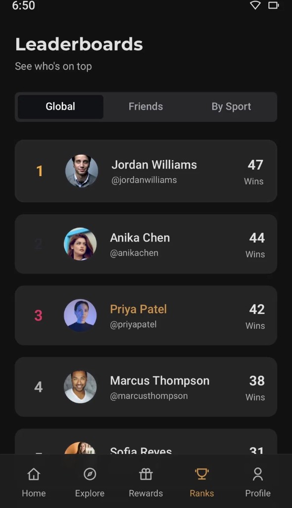 Tempo leaderboards screen
